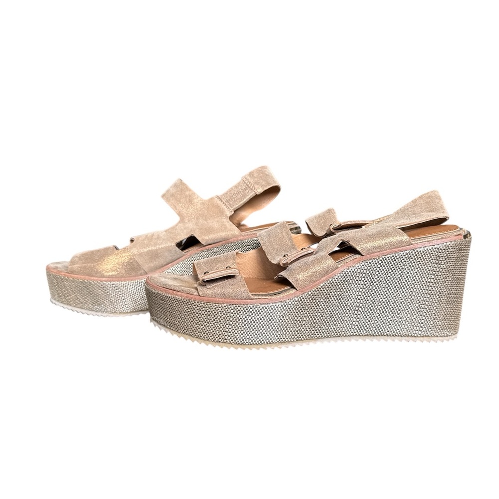 Donald J. Pliner Metallic Rose Platform Wedge Sandals - Blush Gold